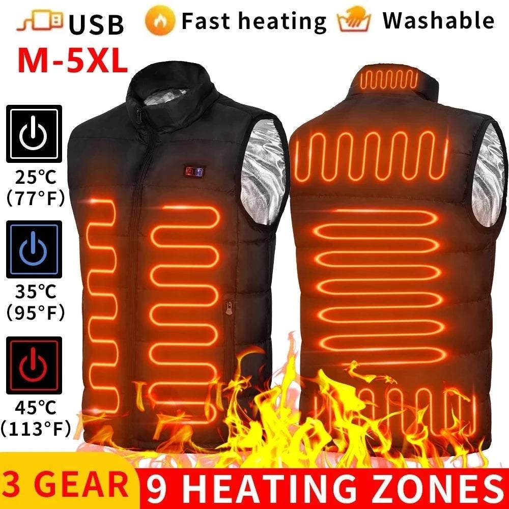 USB Heated Jacket with 9 Zones – Unisex Graphene Heating Vest